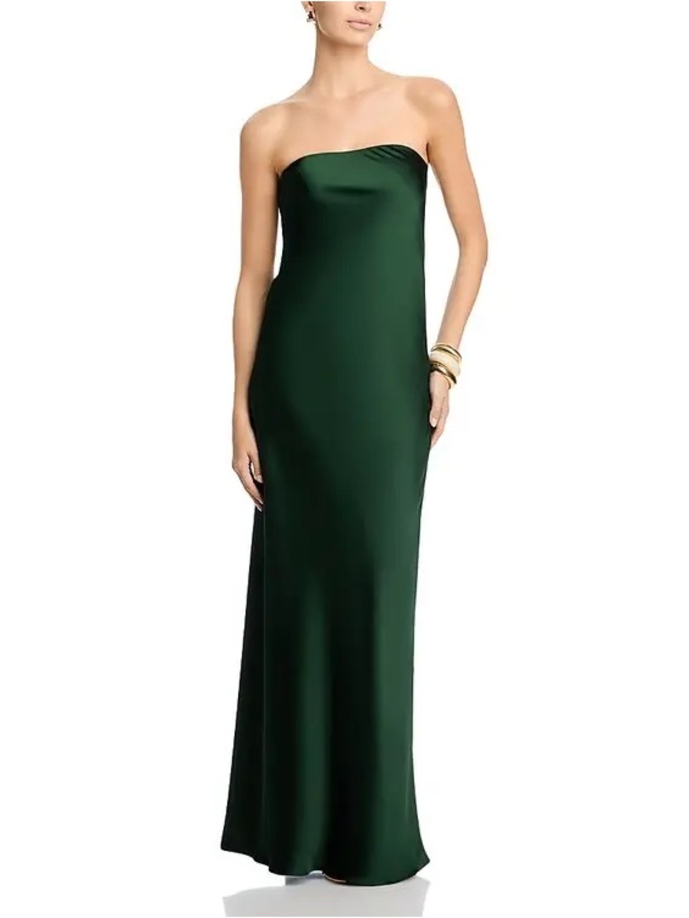 Norma Kamali Bias Strapless Gown in Dark Emerald